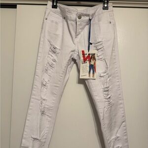 VIP White Distressed Skinny Jeans